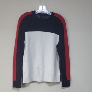 BANANA REPUBLIC Organic Cotton Blocked Racer Sweater in Red/White/Blue